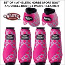 SMALL PINK QUATREFOIL ATHLETIC HORSE FRONT REAR LEG NO TURN BELL BOOTS WEAVER