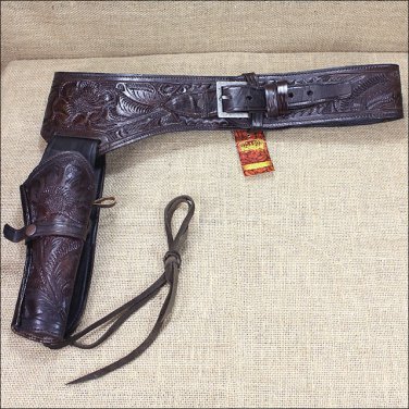 44 in RIGHT HAND TOOL CALIBER 44/45 LEATHER WESTERN COWBOY GUN RIG HOLSTER BROWN