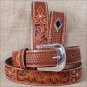 46x1 1/2" 3D NATURAL MENS WESTERN FASHION LEATHER FLORAL BELT REMOVABLE BUCKLE