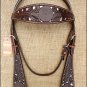 F305 HILASON WESTERN HORSE BRIDLE HEADSTALL DARK BROWN W/ SNAKE PRINT INLAY