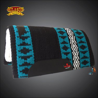 MADE IN USA FE323-F HILASON WESTERN WOOL GEL SADDLE BLANKET PAD BLACK TERQUOISE