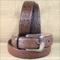 38 X 1 1/2" 3D BROWN MENS DRESS OSTRICH PRINT LEATHER BELT REMOVABLE BUCKLE
