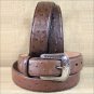 38 X 1 1/2" 3D BROWN MENS DRESS OSTRICH PRINT LEATHER BELT REMOVABLE BUCKLE