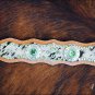 HILASON WESTERN COWHIDE HAIR ON LEATHER HORSE BREAST COLLAR W/ GREEN CONCHOS