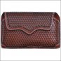 3D TAN BASKETWEAVE LEATHER HAND TOOLED LARGE SMARTPHONE HOLDER W/ METAL CLIP