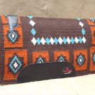 MADE IN USA HILASON WESTERN WOOL SHOCK BUSTER SADDLE BLANKET PAD BROWN TURQUOISE