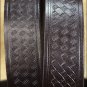 58IN. BROWN 1.5in CASUAL LEATHER BELT EMBOSSED BASKET DESIGN MADE IN USA
