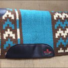 MADE N USA HILASON WESTERN WOOL SHOCK BUSTER SADDLE BLANKET PAD TEAL BROWN BEIGE