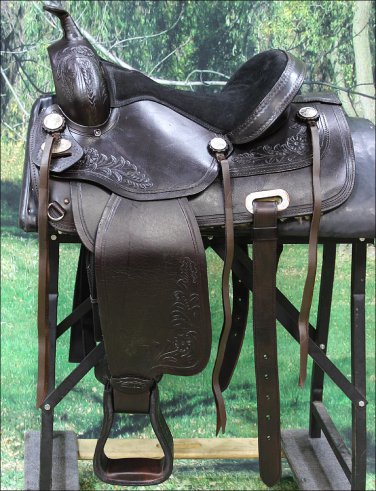 TO107DB-F HILASON TREELESS WESTERN LEATHER TRAIL PLEASURE HORSE RIDING SADDLE 16