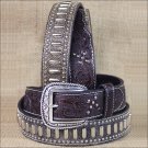 WESTERN ARIAT TOOLED CROSS STUDS CONCHO LEATHER BROWN MENS BELT 32-46 inches