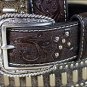 WESTERN ARIAT TOOLED CROSS STUDS CONCHO LEATHER BROWN MENS BELT 32-46 inches