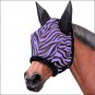 TOUGH-1 PURPLE ZEBRA PATTERN MESH HORSE FLY MASK WESTERN TACK