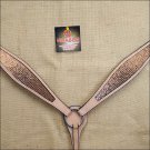 HILASON WESTERN LEATHER HORSE BREAST COLLAR TAN GOLD INLAY