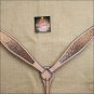 HILASON WESTERN LEATHER HORSE BREAST COLLAR TAN GOLD INLAY