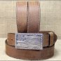 42" JUSTIN BROWN FLYING HIGH WESTERN LEATHER BELT W/ FLAG BUCKLE MADE IN THE USA