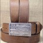 42" JUSTIN BROWN FLYING HIGH WESTERN LEATHER BELT W/ FLAG BUCKLE MADE IN THE USA