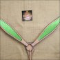 HILASON WESTERN LEATHER HORSE BREAST COLLAR TAN LIME GREEN INLAY