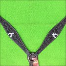 HILASON WESTERN LEATHER BREAST COLLAR BROWN CROSS GUN CONCHO BLING