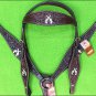 HILASON WESTERN LEATHER BREAST COLLAR BROWN CROSS GUN CONCHO BLING