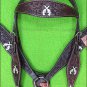 HILASON WESTERN LEATHER BREAST COLLAR BROWN CROSS GUN CONCHO BLING
