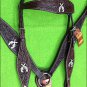HILASON WESTERN LEATHER BREAST COLLAR BROWN CROSS GUN CONCHO BLING