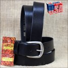 30IN. BLACK 1.5in CASUAL PLAIN STRAP LEATHER BELT MADE IN USA
