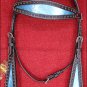 HILASON WESTERN LEATHER HORSE HEADSTALL  BROWN METALLIC TURQUOISE
