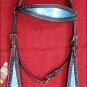 HILASON WESTERN LEATHER HORSE HEADSTALL  BROWN METALLIC TURQUOISE
