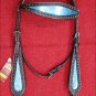 HILASON WESTERN LEATHER HORSE HEADSTALL BROWN METALLIC TURQUOISE