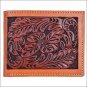 TONY LAMA TAN LEATHER WESTERN BIFOLD MENS WALLET FLORAL TOOLED NATURAL TRIM