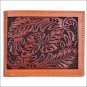 TONY LAMA TAN LEATHER WESTERN BIFOLD MENS WALLET FLORAL TOOLED NATURAL TRIM