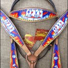 S511 NEW HILASON WESTERN HAND PAINT LEATHER HORSE BRIDLE HEADSTALL BREAST COLLAR