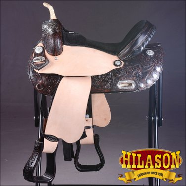 TO104DB HILASON TREELESS WESTERN BARREL RACING TRAIL PLEASURE SADDLE 14" 15" 16"