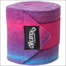 4 1/2" PINK BLUE WEAVER FASHION POLO FLEECE HORSE LEG WRAPS SET OF FOUR