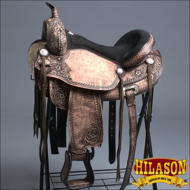 TO111RO-F HILASON TREELESS WESTERN LEATHER TRAIL PLEASURE HORSE RIDING SADDLE 14