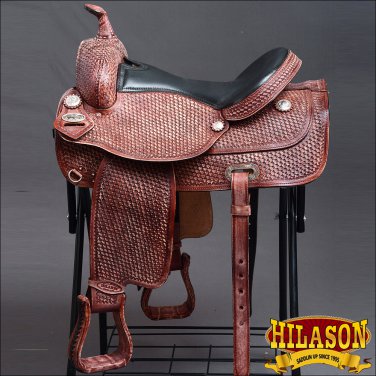 DF101MREDRO-F HILASON WESTERN DRAFT HORSE TRAIL RIDING ENDURANCE SADDLE 17"