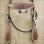 HILASON WESTERN LEATHER HORSE HEADSTALL BRIDLE TAN GOLD INLAY