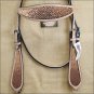 HILASON WESTERN LEATHER HORSE HEADSTALL BRIDLE TAN GOLD INLAY