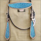 HILASON WESTERN LEATHER HORSE HEADSTALL BRIDLE TAN TURQUOISE INLAY