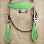 HILASON WESTERN LEATHER HORSE HEADSTALL BRIDLE TAN LIME GREEN INLAY