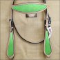 HILASON WESTERN LEATHER HORSE HEADSTALL BRIDLE TAN LIME GREEN INLAY