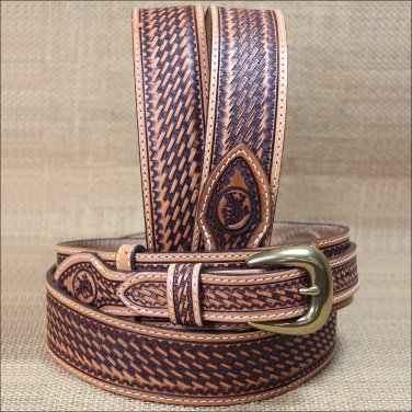 46" CHIPPEWA WESTERN TAN LEATHER LANDING MATE MADE IN THE USA RANGER BELT