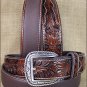 34 INCH WESTERN ARIAT SILVER BUCKLE LEATHER MENS BELT TOOLED FLORAL TAN