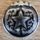CN048F- 1 STAR ROUND ANTIQUE SILVER CONCHOS SADDLE HEADSTALL HORSE TACK 1.5IN