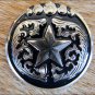 CN048F- 1 STAR ROUND ANTIQUE SILVER CONCHOS SADDLE HEADSTALL HORSE TACK 1.5IN