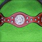 HILASON WESTERN MAHOGANY LEATHER HORSE HEADSTALL BREAST COLLAR W/ CONCHO