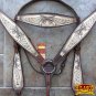 HILASON WESTERN LEATHER HORSE HEADSTALL BREAST COLLAR CROSS GUN ANGEL WINGS