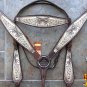 HILASON WESTERN LEATHER HORSE HEADSTALL BREAST COLLAR CROSS GUN ANGEL WINGS