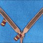 HILASON WESTERN LEATHER HORSE BRIDLE HEADSTALL BREAST COLLAR TAN W/ GOLD INLAY
