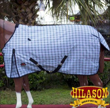 70" HILASON 1200D WINTER WATERPROOF POLY TURNOUT HORSE BLANKET GREY CHECK